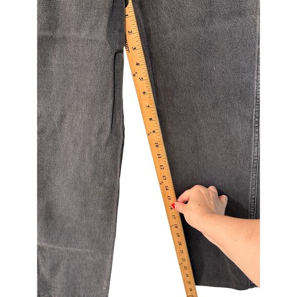 Reformation 26 High Rise Straight Leg STAR Seamed Jeans Crop Denim Washed Black - Picture 8 of 10